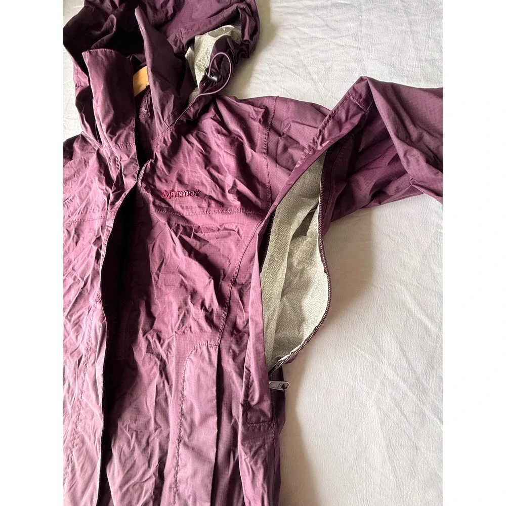 Marmot Womens PreCip Eco Waterproof Rain Jacket Purple XS Hooded Shell PitZips